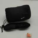 MLVOC Travel Pillow 100% Pure Memory Foam Neck Pillow, Comfortable & Breathable Cover, Machine Washable, Airplane Travel Kit with 3D Contoured Eye Masks, Earplugs, and Luxury Bag, Standard (Black) (Black)