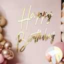 Yousoontic Happy Birthday Sign for Backdrop Large Happy Birthday Sticker Letter Acrylic Mirror Decal for Balloon Arch Party Sign Wall, Peel Off the Acrylic Film (23 x 20 Inches, Classic, Gold)
