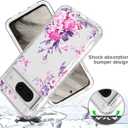 Case for Pixel 8 Case, for Google 8 GKWS6 G9BQD Case with Tempered Glass Screen Protector, Soft 360 Full Body Shockproof Hybrid Crystal Clear Case Cover for Google Pixel 8 Rose Flower