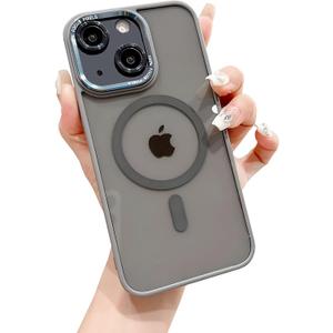 for iPhone 13 Case Magnetic Clear Phone Cases [Compatible with Magsafe], Military Grade Protective Bumper Slim Fit Cell Phone Shockproof Cover for Men Women Girls - Gray