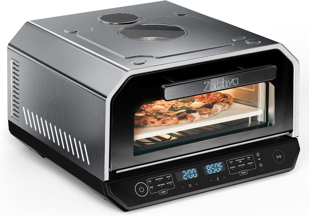 13-in-1 Countertop Pizza Oven, 90-Second 12 Inch Pizza, up to 850°F, 6 Presets & 6 Bake Modes, PID Control, Expert Mode Makes 5 in 30 Min for Home Pizzeria, Top Window & On-Demand Light, Silver