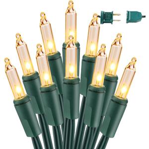BrizLabs Clear Christmas Lights Outdoor 300 Count 69.6ft Incandescent Christmas Lights Connectable Warm White Light String UL Certified Xmas Mini Light Green Wire for Indoor Tree Holiday Party Decor