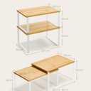 SONGMICS Cabinet Organizer Shelf, Set of 2 Kitchen Counter Shelves, Kitchen Storage, Spice Rack, Stackable, Expandable, Metal and Engineered Wood, Cloud White and Natural Beige UKCS02NW