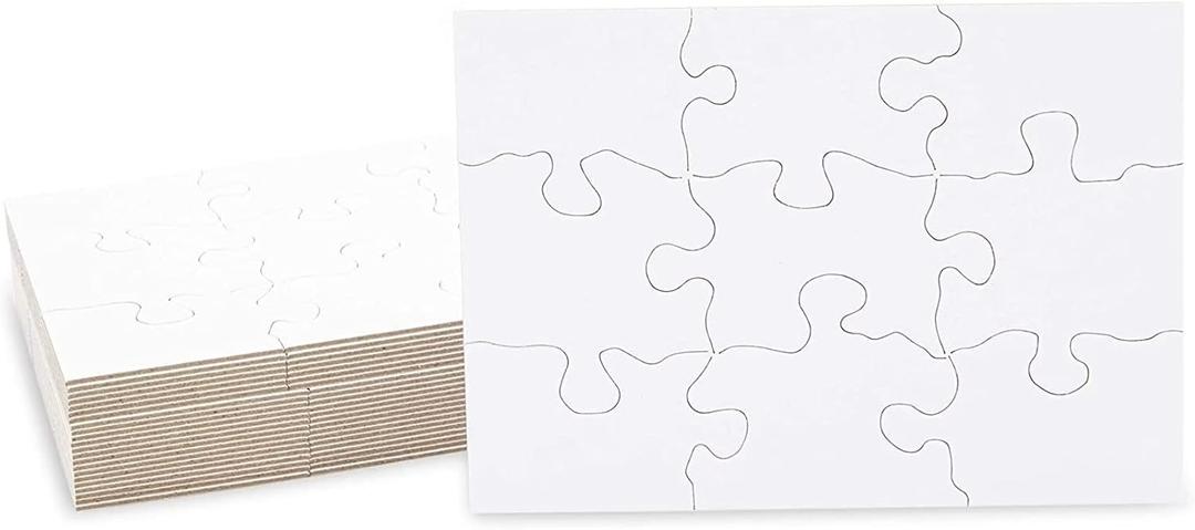 Blank Puzzles to Draw On - DIY Puzzle Craft & Pieces to Write On - Interactive Learning & Blanks for Kids - 24 Pieces, 5.5 x 4 in