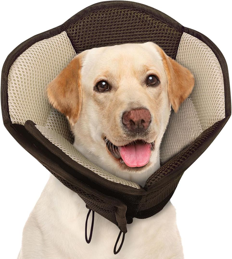 AOFITEE Large Dog Cone - Soft Dog Cone Stop Licking, Adjustable Extra Large Cones Dogs for Wound Healing, Pet Elizabethan Cones Collar After Surgery, XL Fabric Pet E-Collar, Brown X-Large