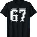 Number 67 Numbered Uniform Sports Jersey Team 67th Birthday T-Shirt XL