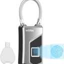 Fingerprint Lock with Key Backup, Smart keyless Waterproof Fingerprint Padlock Ideal for Gym, Door, Suitcase, Luggage Backpack, Bike, Office