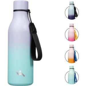Insulated Water Bottle with Strap,18 oz Double Wall Stainless Steel Vacuum Bottles Metal Water Flask,Lavender Green