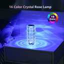 Portable Crystal Table Lamp,16 Color Touch Control Rechargeable Lamp,Crystal Bedside Lamp,Night Light,Room Decor Desk Lamp,Bedroom,Living Room,Kitchen,Dining Room Lamp (16-Color Rose)