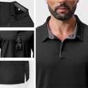 NIASHOT Mens Polo Shirt Short Sleeve Golf Sports Casual Tee (Small, 1-black)
