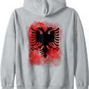 Albanian Albanian Flag print on back Albania Eagle Kosovo Zip Hoodie Size XL