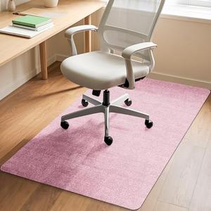Durable Non-Slip Office Chair Mat for Hardwood Floors, 48"x36" Large Tile Floor Protector, Anti-Scratch Thick Heavy-Duty Recyclable Gliding Desk Mats for Computer Rolling Chairs, Pink