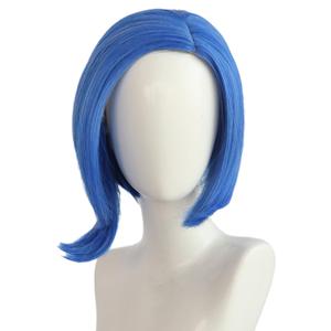 Sadness's Short Blue Wig, Women's Synthetic Hair for Anime Cosplay Costume Play Parties, Comic-Con, Comes with Wig Net Cap; 55TNY