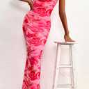 PRETTYGARDEN Women's 2026 Summer Floral Spaghetti Strap Maxi Dress Stretch Sexy Bodycon Dress Backless Slip Long Dresses (Pink, L)
