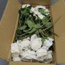 Hananona Artificial Roses in Bulk, Fake Velvet Silk Roses Realistic Rose for Wedding Centerpieces Flower Arrangement Home Decor (50, White)