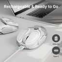 SEUNKWANG EWEADN Q9 Wireless Clear Mouse Dual Mode Bluetooth & 2.4G USB Computer Mouse with RGB Lighting, Silent Clicks, Multi-Device Compatibility for Laptop, PC, MacBook, iPad Cute Mouse-White