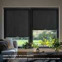 AOSKY Light Filtering Roller Shades Cordless Blinds for Windows, 1% Openness Free-Stop Shades with Valance, Thermal Insulated Fabric, UV Protection, Natural Woven Blinds（36" W x 72" H, Black）