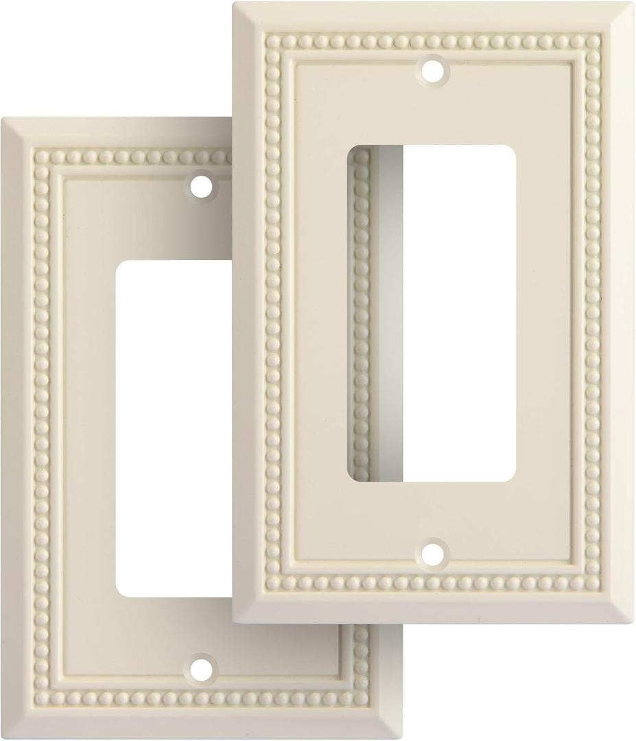 Henne Bery Sunken Pearls Heavy Duty Switch Plate/Wall Plate/Outlet Cover (Single Decorator 2PK, Light Almond)