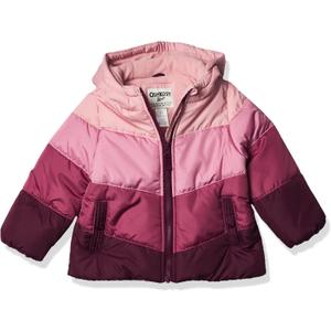 OSHKOSH B'GOSH Girls' Perfect Puffer Jacket (Pink, M)5-6, Pink Rainbow
