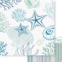 100Pcs Ocean Coastal Paper Napkins - Summer Cocktail Beach Nautical Napkins with Starfish & Seashell Design, 6.5x6.5 Inch Disposable Hand Napkins for Wedding Birthday Bridal Shower Party