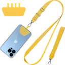 4 x CACOE Phone Lanyard 2 Pcs-1 Pcs Adjustable Neck Strap,1 Pcs Wrist Strap,4 Pads,Universal Crossbody Multifuctional Cell Phone Lanyards Compatible with Most Smartphones(Yellow)