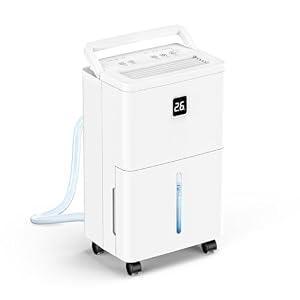 25 Pint Dehumidifier for Basement, Up to 1500 Sq.Ft, Quiet Dehumidifier with Drain Hose, Humidity Control, 24H Timer, Ideal for Bedroom, Bathroom, Room