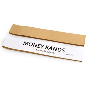 3 x L LIKED 300 PCS Money Bands for Cash, Blank Self Adhesive Currency Straps Bill Wrappers Natural Kraft Brown