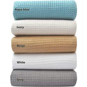 Tex Trend White Waffle Blankets  100% Cotton Blankets Queen Size  Breathable and Soft for Summer Spring  Suitable for Bed Layering, Sofa and Couch (90x90)