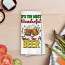 Christmas Beer Kitchen Towels - Beer Gifts Waffle Decorative Dish Towels, Christmas Drinkers Hand Tea Towel for Kitchen Bar Cart, 16x24 Inches