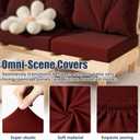 14Pcs Patio Stretch Cushion Covers, Outdoor Couch & Sofa Replacement Slipcovers for Patio Furniture Cushion Covers, Washable Reusable Furniture Protector, Square Large, Wine Red