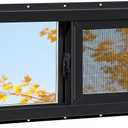 Vinyl Basement Window, Bathroom Sliding Window 32" x 14" Black