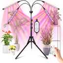LED Grow Lights for Indoor Plants Full Spectrum with 15-63 inches Adjustable Tripod Stand, Red Blue White Floor Grow Lamp with 4/8/12H Timer with Remote Control