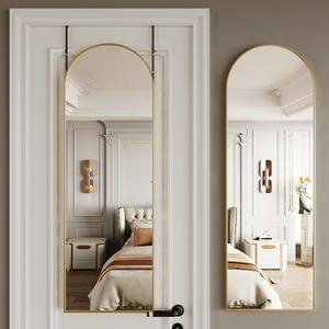Door Mirror Full Length,Over The Door Full Length Mirror,Hanging Mirrors for Doors,48"x14"Gold Arched Mirrors, Aluminum Alloy Frame(Gold)