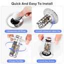 Bathroom Sink Drain Strainer, Universal 3 in 1 Bathroom Sink Stopper, Pop Up Bathroom Sink Drain Stopper with Removable Bathroom Sink Stopper Hair Catcher Basket, for 1.1 to 2.36''Hole