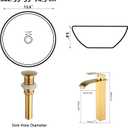 Gold Ceramic Vessel Sink with Faucet and Drain 16 Inch Bathroom Sink Above Counter Round Basin Bowl Sink for Bathroom, 15.6 x 15.6 x 5.8 inches