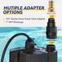 Acquaer 1/3 HP Submersible Water Pump, 115V Sump Pump with 3/4 Garden Hose Adapter, 2160 GPH High Flow Water Removal for Swimming Pool Cover Hot Tubs Flooded House Basement, Black