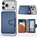 for MagSafe Wallet, Magnetic Phone Wallet RFID Blocking, Slim 5-8 Card Holder with Cash Slot & Clear ID Window, Minimalist Mag Safe Wallets for iPhone 17/16/15/14/13/12 Series, Navy Blue