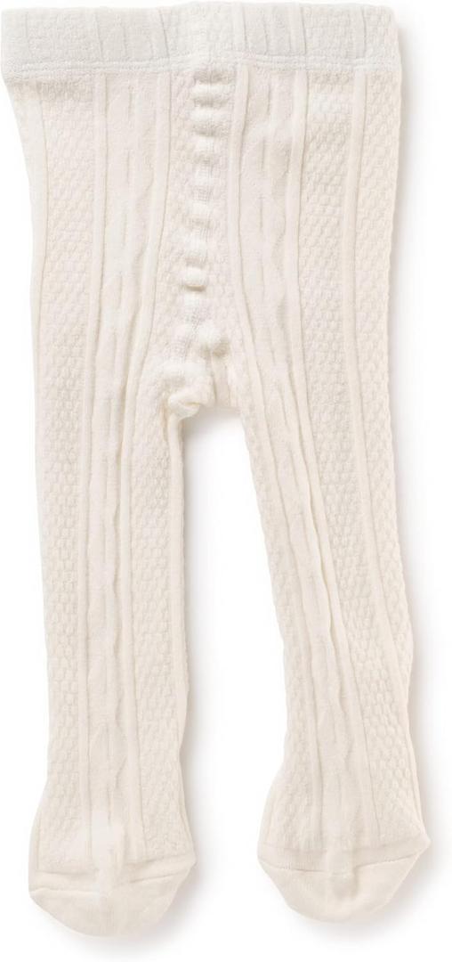 Silky Toes Luxurious Cotton Tights for Baby Girls 1 Pk Cable Knit Winter Footed Leggings (6-12 Months)