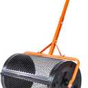 VEVOR Compost Spreader, 24 in Wide Peat Moss Spreader with T Shaped Handle, 3 Heights Adjustable, Powder-Coated Steel Garden Peat Moss Roller, Heavy Duty Grass Seed Spreaders for Planting Seeding