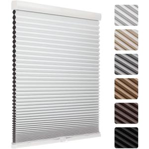 MYshade 1.5-Inch Cellular Cordless Blackout Shades,Thermal Insulating Noise Reducing Waterproof Blinds,Honeycomb Window Treatments for Indoor Light Control (White-24 W x 48" H)