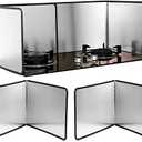 Grease Splatter Guard 2 Pieces 2 Sided Splash Guard for Stove Foldable Backsplash Protector Behind Stove Nonstick Stainless Steel Backsplash for Stove Screen Protector (15.75 x 15.75 Inches)