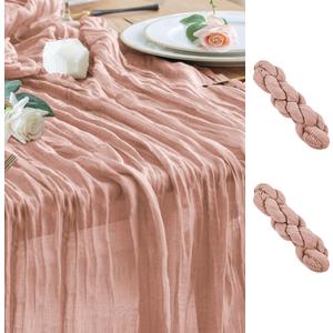 Wokceer Cheesecloth Table Runner 2Pack 10FT Dusty Pink Christmas Gauze Fall Cheese Cloth Table Runner for Party Easter Rustic Sheer Table Runners for Baby Bridal Shower Wedding Table