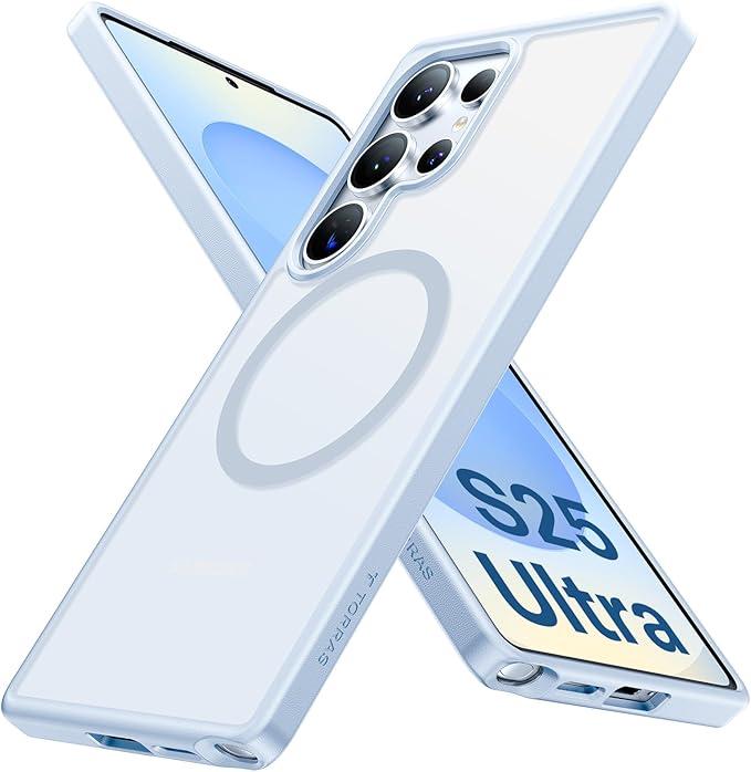 TORRAS Magnetic Shockproof for Samsung Galaxy S25 Ultra Case, Fit for MagSafe, 4X Military Grade Protection, Translucent Slim Case for Samsung S25 Ultra Case AntiFingerprint AntiScratch, Navy Blue