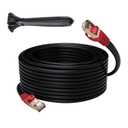 Cat 6E Cat 7 Outdoor Ethernet Cable 100 FT,Adoreen 10Gbps Heavy-Duty Shielded Internet Cable From 25-300FT,POE,SFTP,Waterproof Direct Burial&Indoor,Cat6A Cat7 Copper Network Cable RJ45 Patch Cord+Ties (Black)