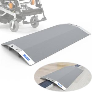 Wheelchair Ramp 28.5" W, Bridge Threshold Ramp for Doorways, with 3.5-5'' Adjustable Supporting Frame and Non-Slip Surface, Aluminum Ramp for Wheelchairs (3.5-5'' Adjustable Supporting Frame)