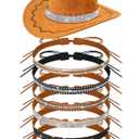 Hotop 6 Pcs Bling Rhinestone Hat Band Rhinestone Cowboy Hat Bands for Cowboy Hats Western Style Hatbands for Women Men(Black White,Stylish)