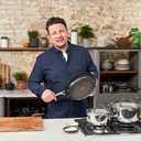 T-Fal x Jamie Oliver Nonstick Coated Stainless Steel Pans 9.5" & 11", Induction Compatible, Oven Safe up to 500F, Chef's Stainless Steel Skillet, Frying Pan, Silver