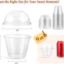 AOZITA 50 Sets, 9 oz Clear Plastic Cups with Dome Lids (No Hole) - Disposable Cups for Ice Cream,Cake,Fruit,Parfait, Dessert, Pudding and Jello Shot