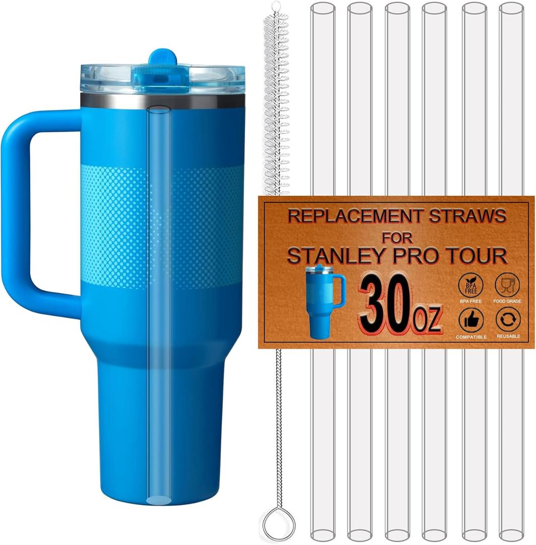 6-Pack Replacement Straws for Stanley Quencher Protour Flip Straw 30 OZ Cup, Straw for Stanley Pro Tour 30OZ Tumbler, Reusable,Made of Tritan,Dishwasher Safe,Food Safe,BPA Free,Clear