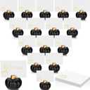 Yaomiao 16 Pcs Halloween Card Holders Halloween Pumpkin Place Card Holders Mini Table Number Holders for Wedding Fall Thanksgiving Autumn Party Photo Picture Table Decorations (Black)